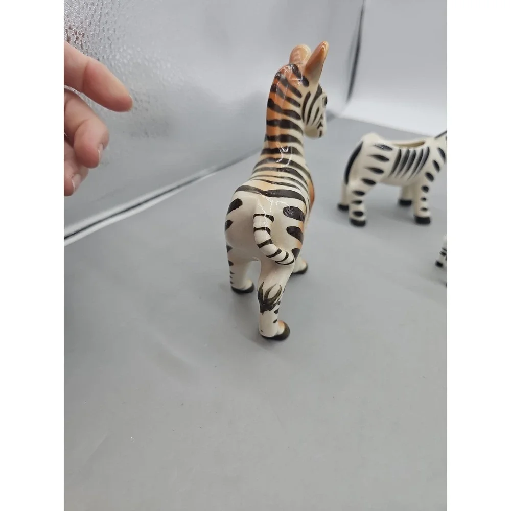 Vintage‎ Collectible 8 Bone China  Zebra Family Wild Animal Figurines Japan